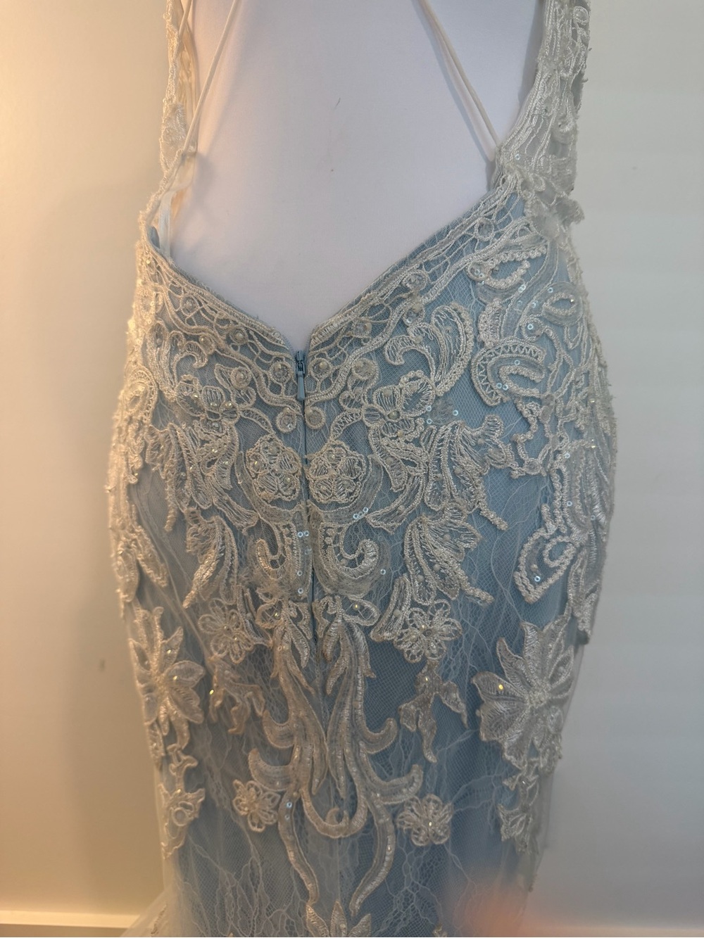 2 Cute Light Blue and White Lace Mermaid Prom Dress - Picture 8 of 11